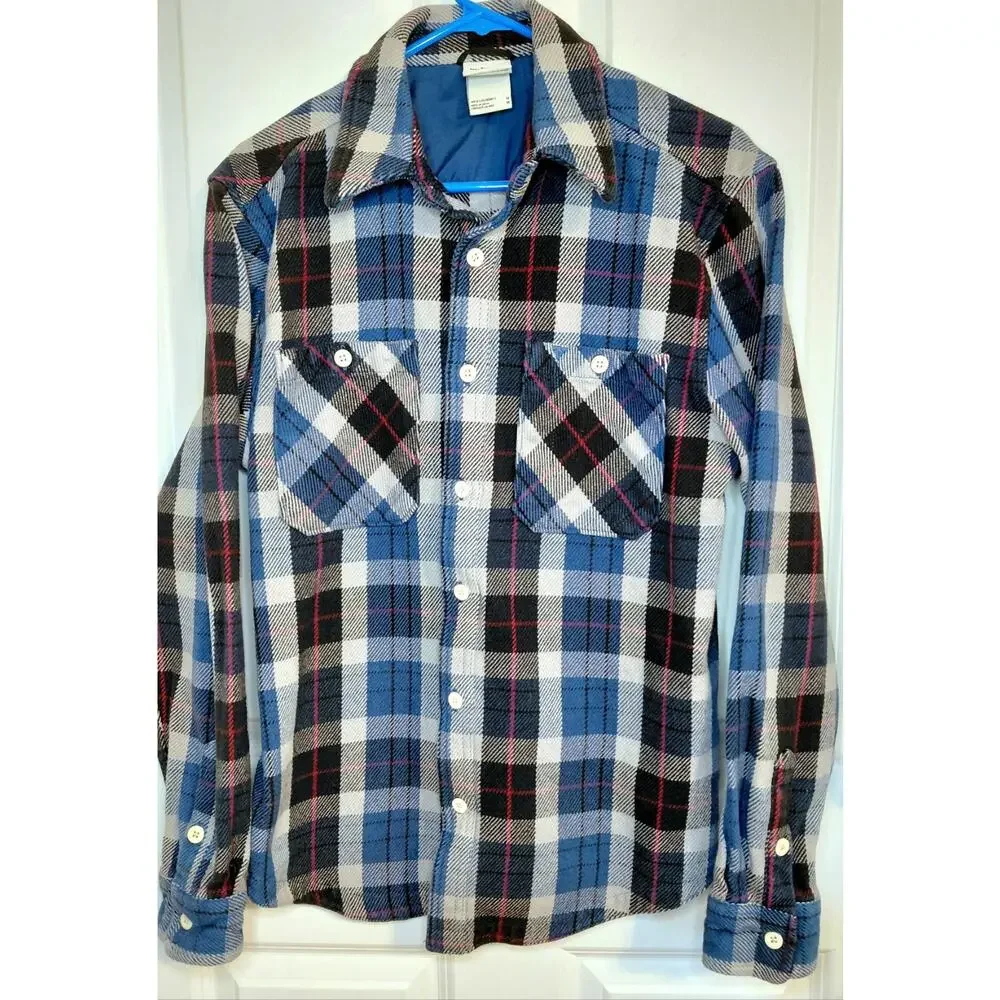 The North Face Valley Twill Flannel Shacket Mens S/M Blue Plaid Heavy Cabincore